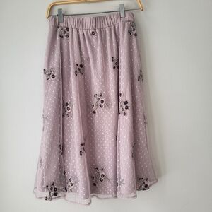 Luna Moon Floral Embroidered Lacey Lavender Skirt